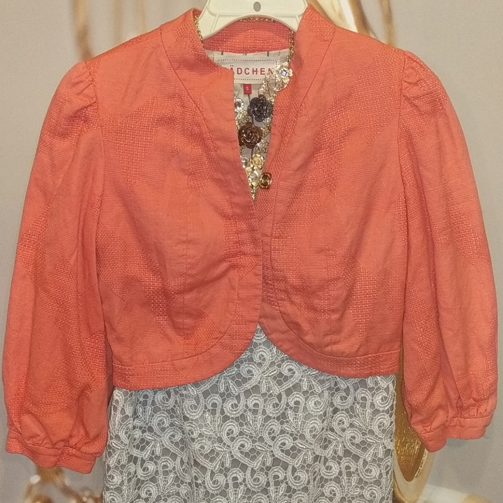 🌞2/$30 Madchen linen peach short blazer sz S